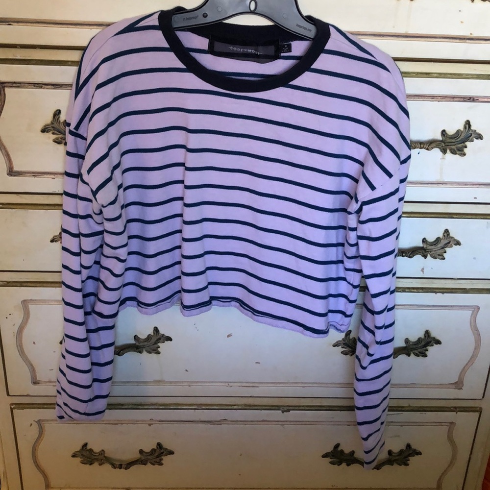 Code x mode purple stripe crop top